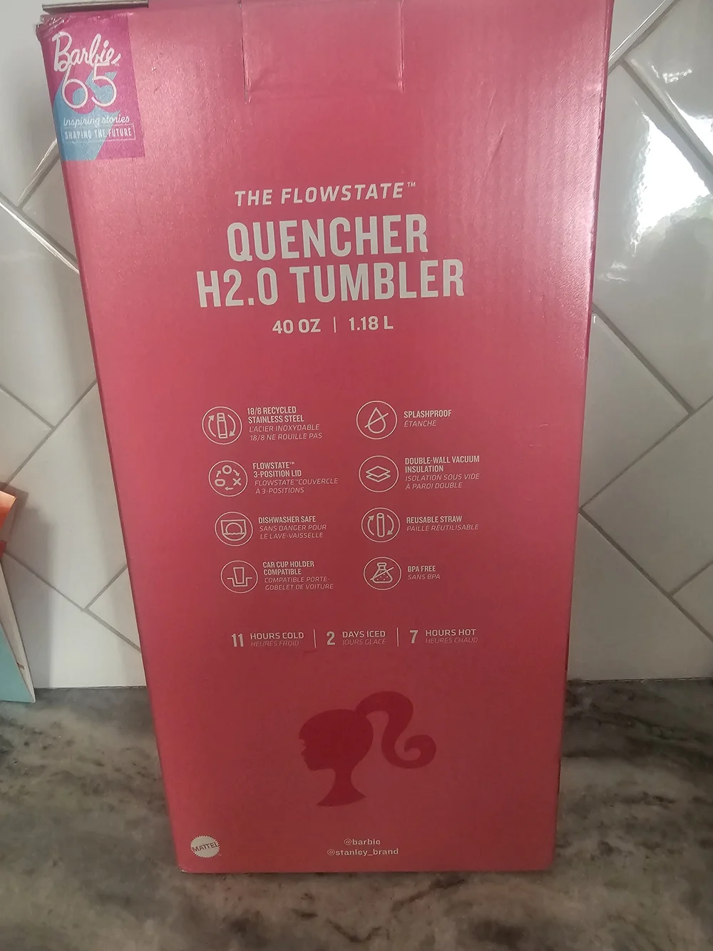 Limited Edition Barbie Hot Pink Stanley Insulated Tumbler with Handle and Straw.